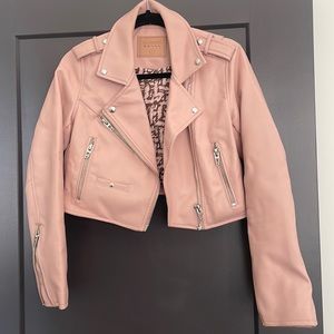 Blank NYC pale pink cropped leather jacket